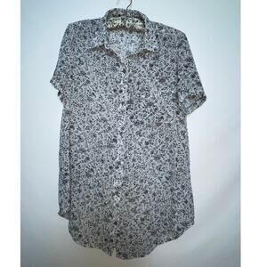 Elodie Floral Blouse - Size M - Beautiful Black & White Floral Pattern‎